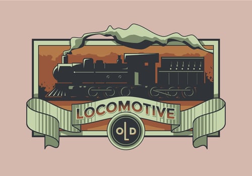 Old Locomotive Retro Label Vector
