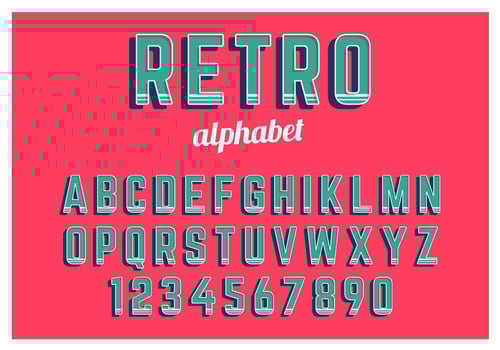 Retro Alphabet Set vector