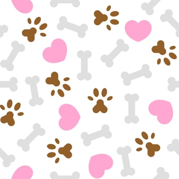 seamless pattern i love dog theme, bone and foot print vector