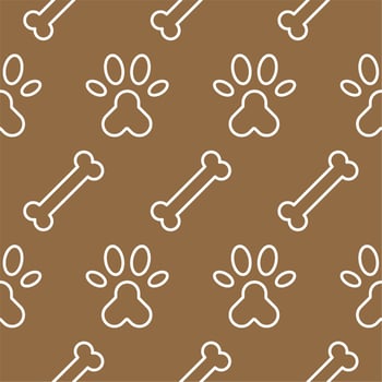 dog seamless pattern theme, bone, paw foot print vector