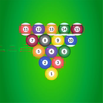 Billiard ball vector icon on green background
