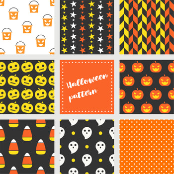 set of halloween seamless pattern, flat design vector
