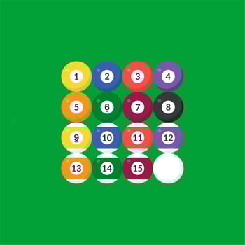 Sequence Billiard ball icon with number, flat design vector