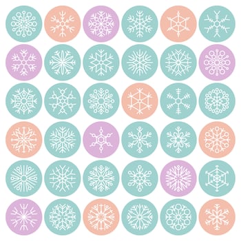 Snowflakes in circle vector icon pixel perfect