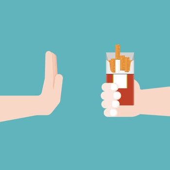 No Smoking, Hand gestures no to cigarette, addiction recovery concept vector
