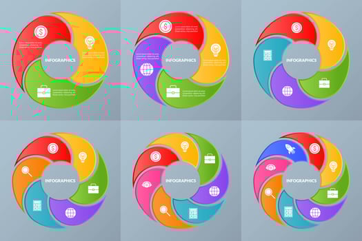 Set of Infographic template of step or workflow diagram and glyph business  vector