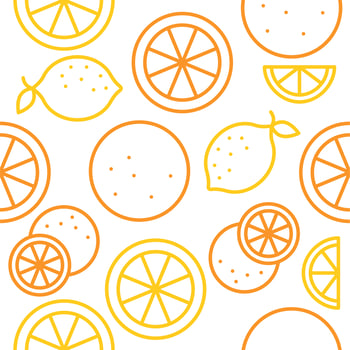 Orange and lemon seamless pattern outline for use as wallpaper vector