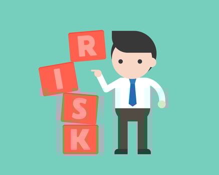 businessman push the block, risk management concept vector