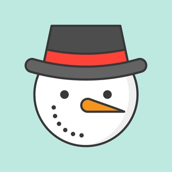 snowman and hat, filled outline icon christmas theme vector