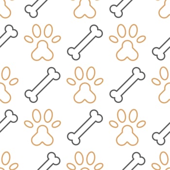 dog seamless pattern theme, bone, paw foot print for use as wallpaper or background vector
