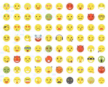 Set of various emoji with different faces and expressions vector