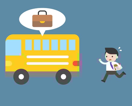 Businessman forget a bag in bus vector