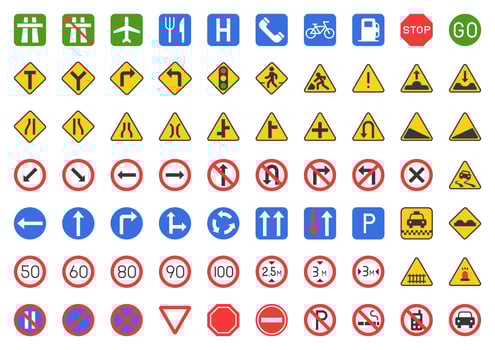 Traffic sign icon set vector