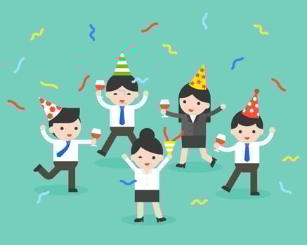 Happy business person at party, celebration vector