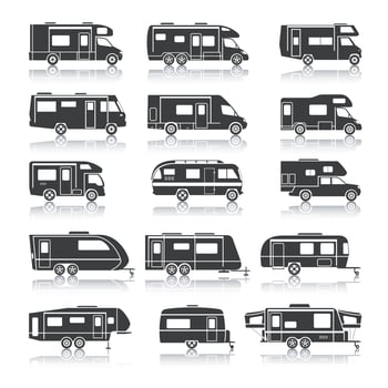 Recreational Vehicle Black Icons vector
