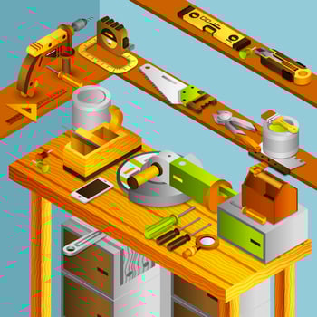 Workshop Isometric Concept vector