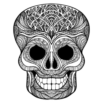 Decorative skull black doodle icon vector
