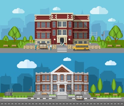 School Flat Banner vector