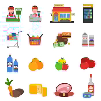 Supermarket Icons Set vector
