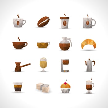 Polygonal Coffee Icons Set vector