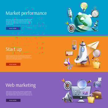 Start up marketing flat banners set vector