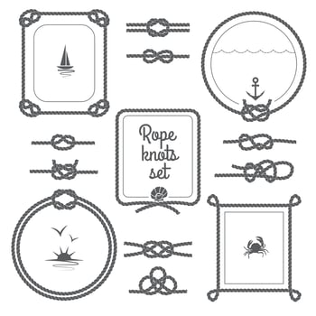 Rope Frames Black And White Set vector