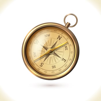 Antique brass compass vector