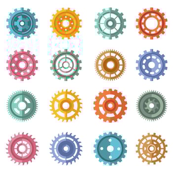 Various style color gears set vector