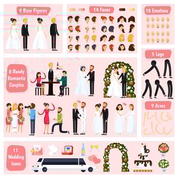 Wedding People Orthogonal Character Constructor vector
