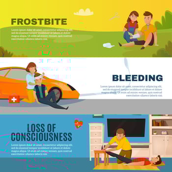 Emergency First Aid People Horizontal Banners vector