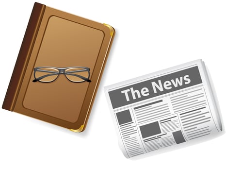 book with glasses and newspaper vector