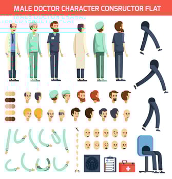 Male Doctor Character Constructor Flat vector