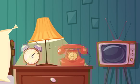 Retro Gadgets Cartoon Composition  vector