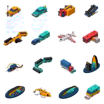 Transport Accidents Isometric Set vector