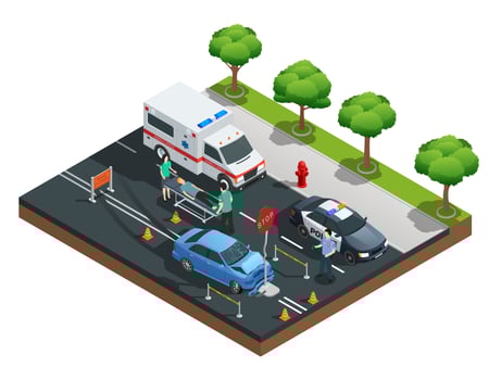 Isometric Car Accidents Composition vector