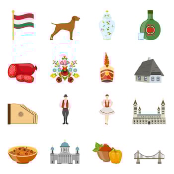 Hungary Travel Icon Set vector