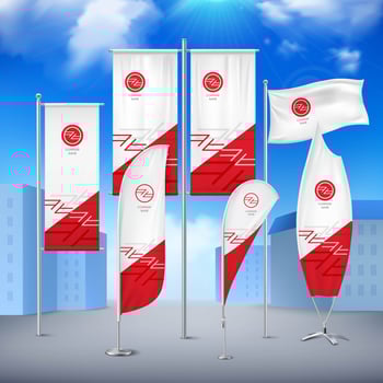  Flag Banners Collection Color Sky Background vector