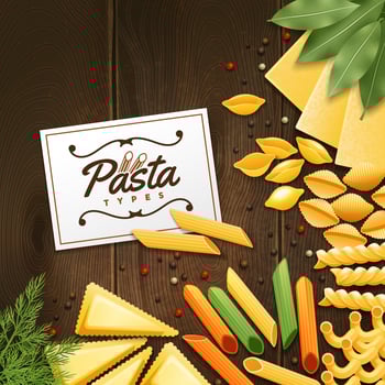 Background With Different Kinds Of Pasta vector
