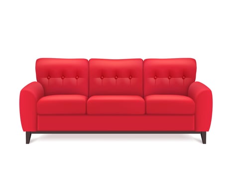 Red Leather Sofa Realistic Illustration vector