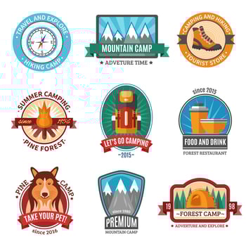 Hiking emblem set vector