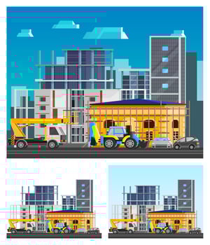  Building Construction Compositions Set vector