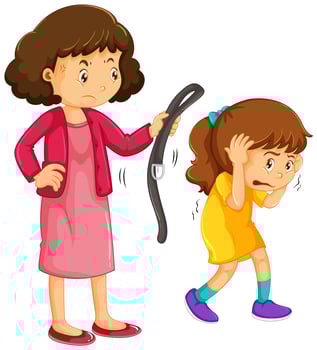 Girl being punished by mother vector