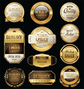 Luxury premium golden badges and labels vector