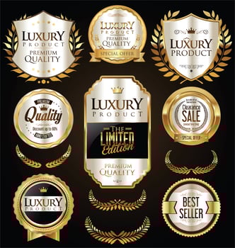 Luxury premium golden badges and labels vector