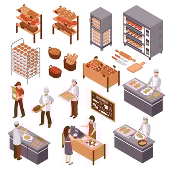 Isometric Bakery Set vector