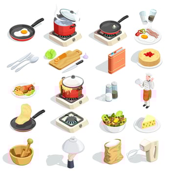 Cooking Isometric Icons Collection vector
