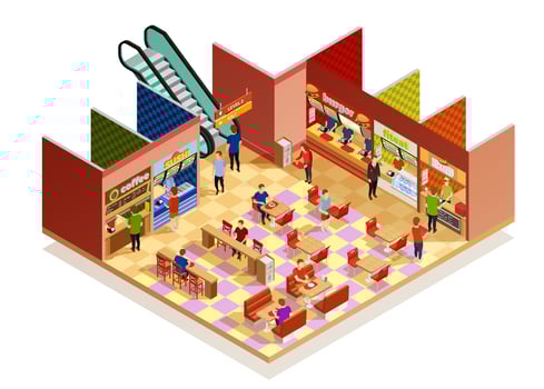 Food Court Isometric Composition vector