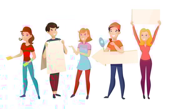 Promoters People Cartoon Characters Set vector