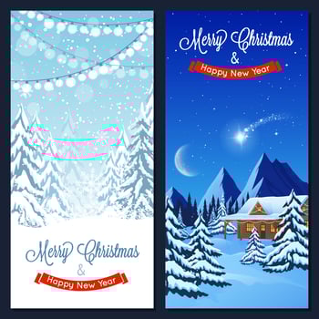 Winter Landscape Vertical Banners vector