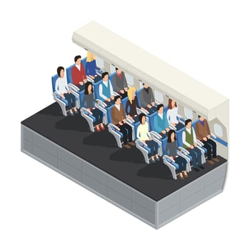 Airplane Interior Isometric Concept vector